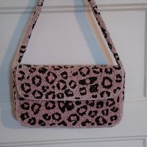 Beaded leopard bag